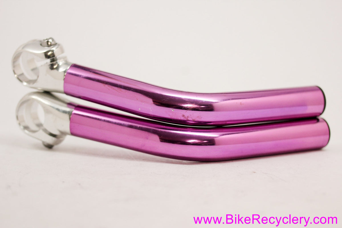 NOS 3DV Purple Bar Ends: Long L-Bend - Silver Clamps - Vintage 1990's