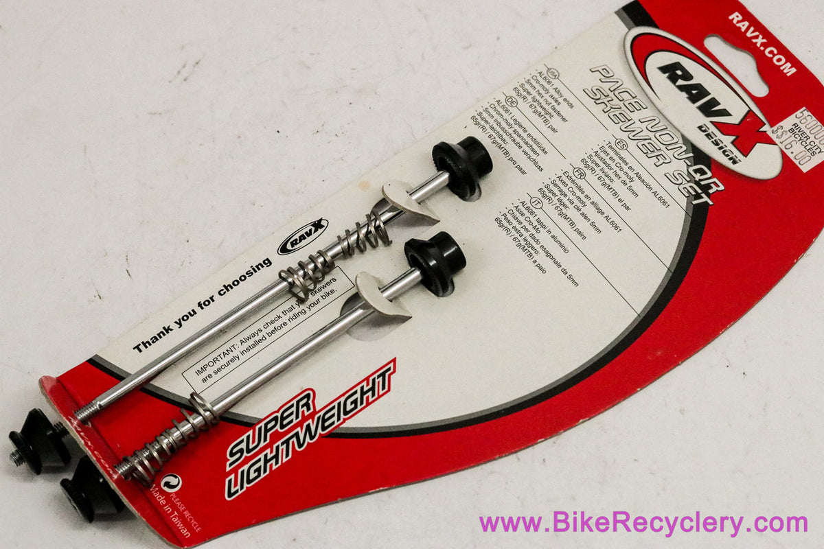RavX Pace Bolt-On Wheel Skewer Set: Black Ano (NEW)