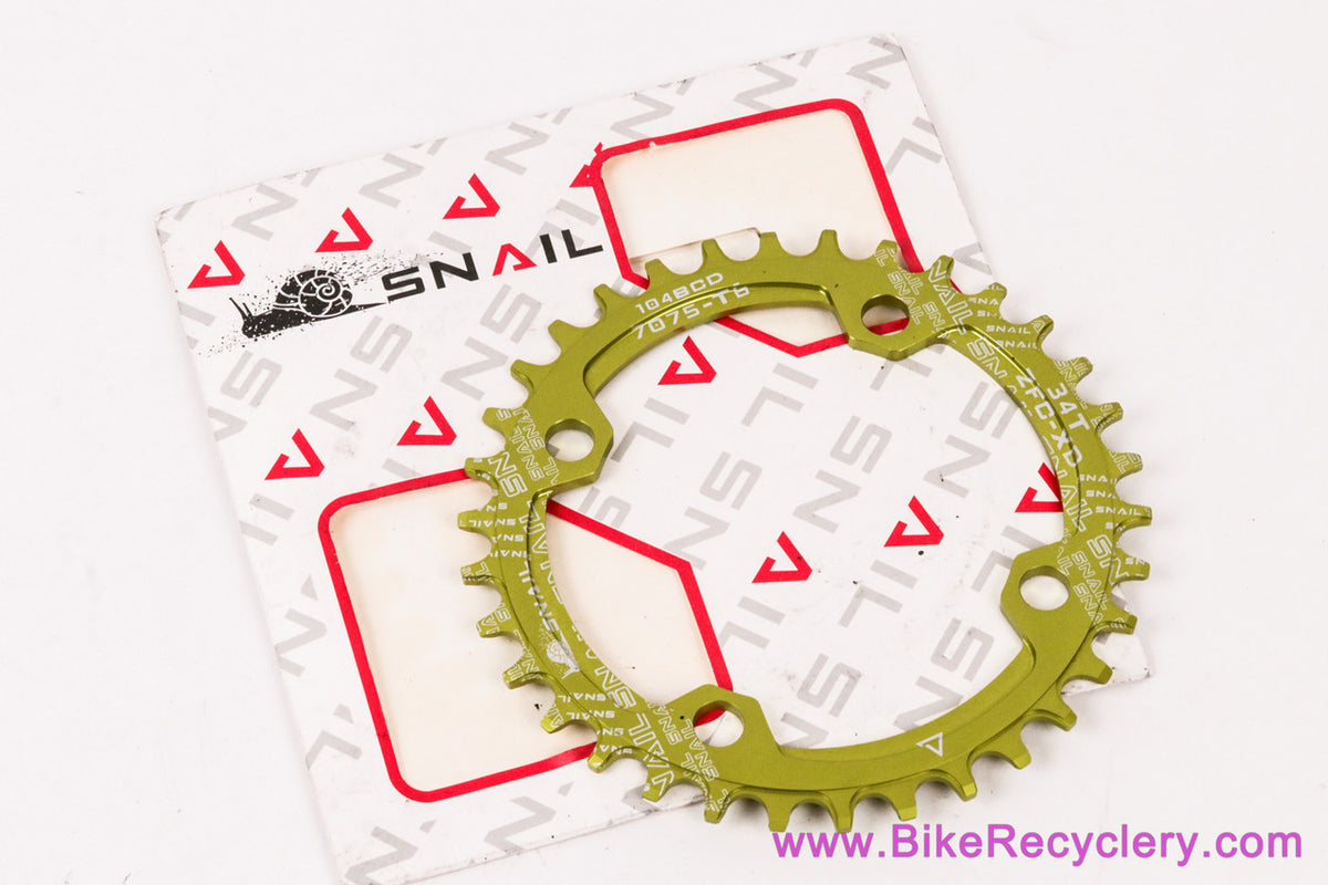 Snail Narrow-Wide Chainring: 34t x 104mm - 1x - Green (New)