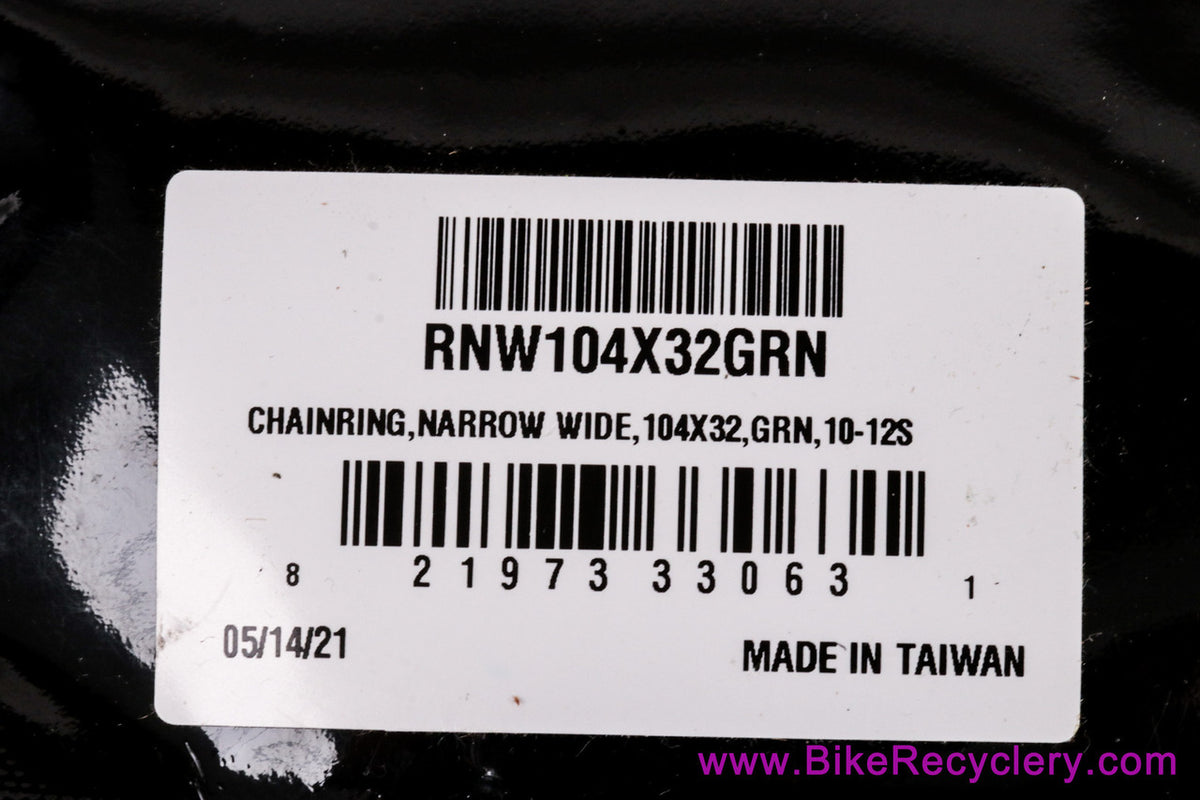 Race Face Single N/W Narrow-Wide 1x Chainring: 32t x 104mm - Green (New)