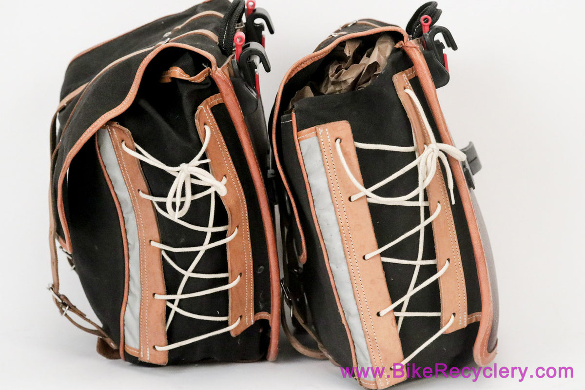 GB367 Pannier Set w/ Klickfix Fixtures + Rain Covers: Medium 33L- Black/Natural (Near Mint)