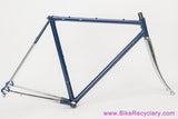 53cm Palo Alto BMZ Italian Road Frameset: 1980's - Columbus SL - Fancy De Rosa Lugs & Cutouts - Chrome Fork/Stays - Metallic Blue Original Paint