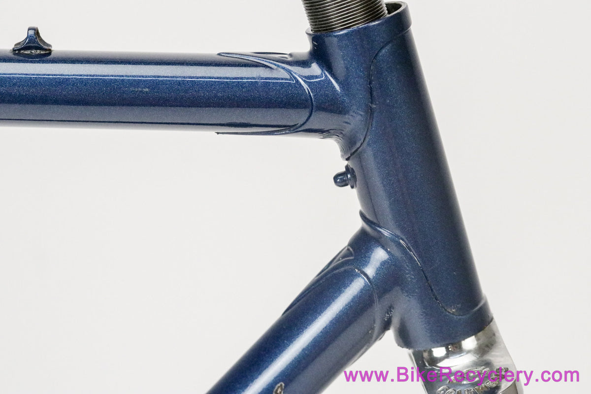 53cm Palo Alto BMZ Italian Road Frameset: 1980's - Columbus SL - Fancy De Rosa Lugs & Cutouts - Chrome Fork/Stays - Metallic Blue Original Paint