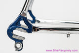 53cm Palo Alto BMZ Italian Road Frameset: 1980's - Columbus SL - Fancy De Rosa Lugs & Cutouts - Chrome Fork/Stays - Metallic Blue Original Paint