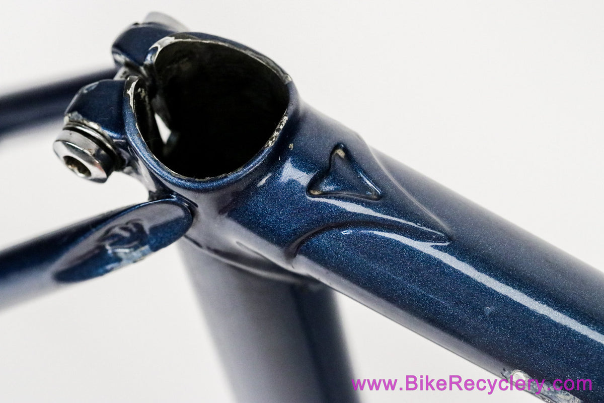 53cm Palo Alto BMZ Italian Road Frameset: 1980's - Columbus SL - Fancy De Rosa Lugs & Cutouts - Chrome Fork/Stays - Metallic Blue Original Paint