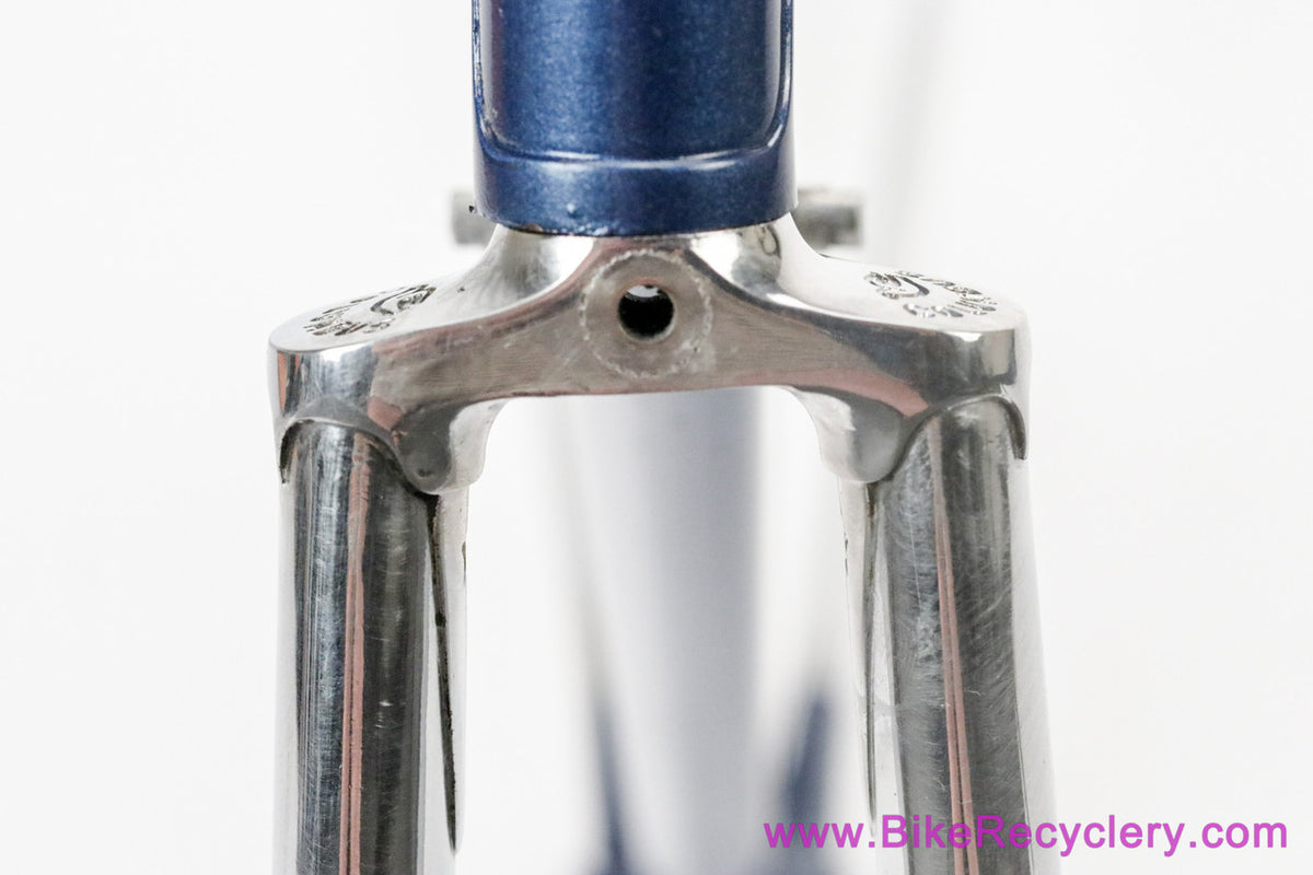 53cm Palo Alto BMZ Italian Road Frameset: 1980's - Columbus SL - Fancy De Rosa Lugs & Cutouts - Chrome Fork/Stays - Metallic Blue Original Paint