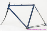 53cm Palo Alto BMZ Italian Road Frameset: 1980's - Columbus SL - Fancy De Rosa Lugs & Cutouts - Chrome Fork/Stays - Metallic Blue Original Paint
