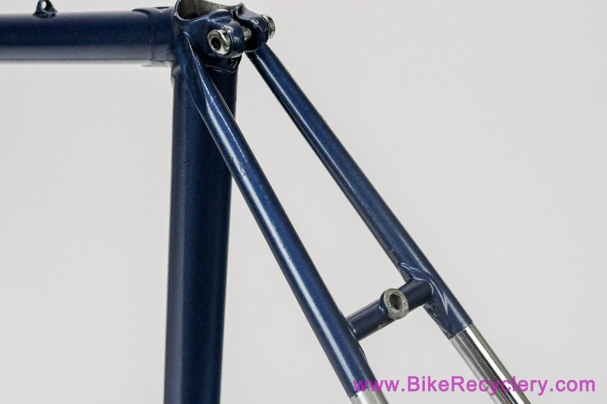 53cm Palo Alto BMZ Italian Road Frameset: 1980's - Columbus SL - Fancy De Rosa Lugs & Cutouts - Chrome Fork/Stays - Metallic Blue Original Paint