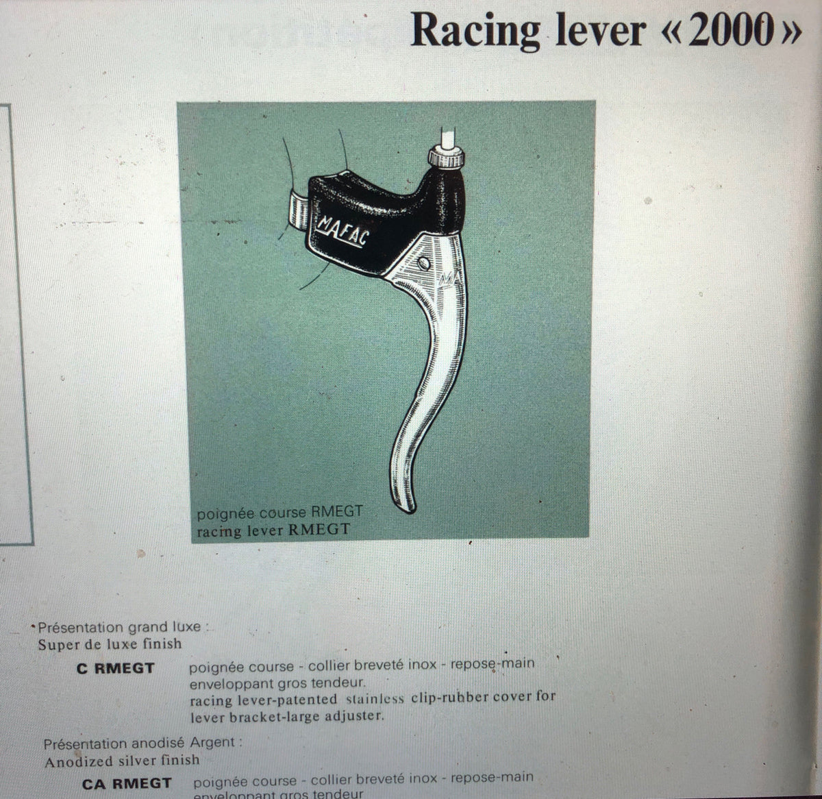 MAFAC Racer / Racing 2000 Brake Levers w/ Barrel Adjusters: Black Hoods (MINT)