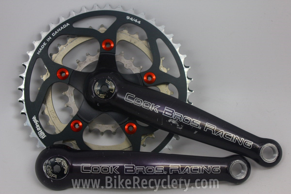 Cook Brothers Crankset: F-Series, Black w/ Red, 175mm 94/58mm 44/34/22t