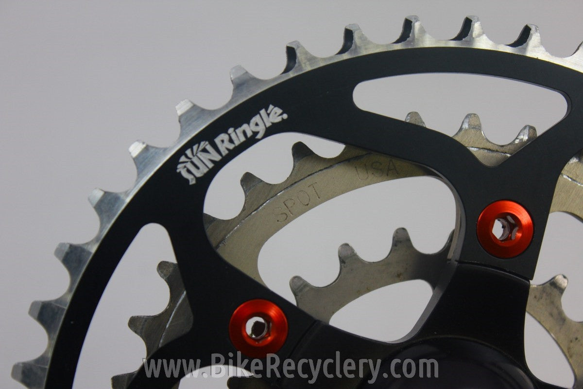 Cook Brothers Crankset: F-Series, Black w/ Red, 175mm 94/58mm 44/34/22t