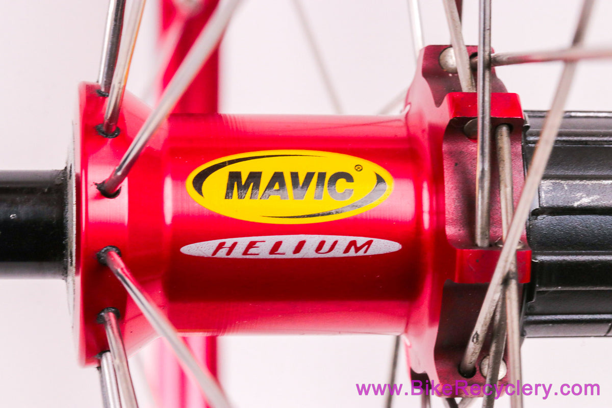 Mavic Helium SUP Tubular Wheelset: Red! 26/28H - Shimano 8/9/10s - Vintage 1990's