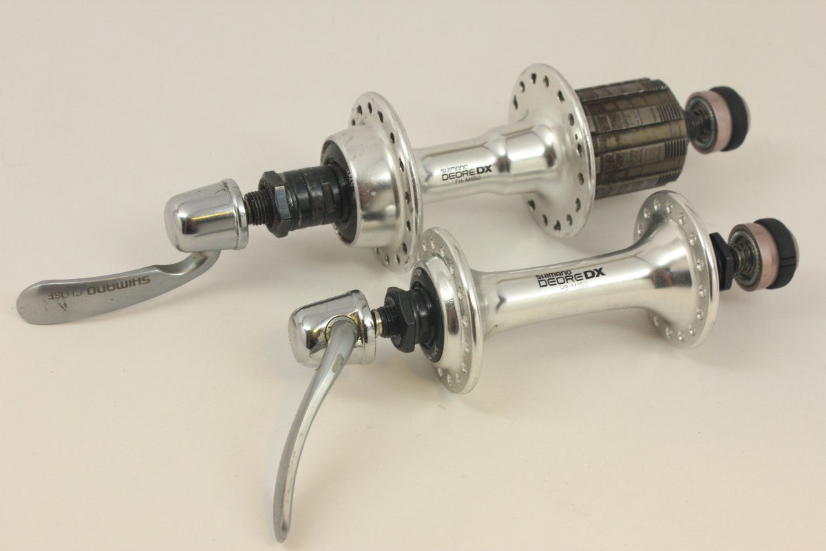 NOS/Used Shimano Deore DX Hubset & QR's: 32H, 135mm, 8sp Uniglide/Hyperglide