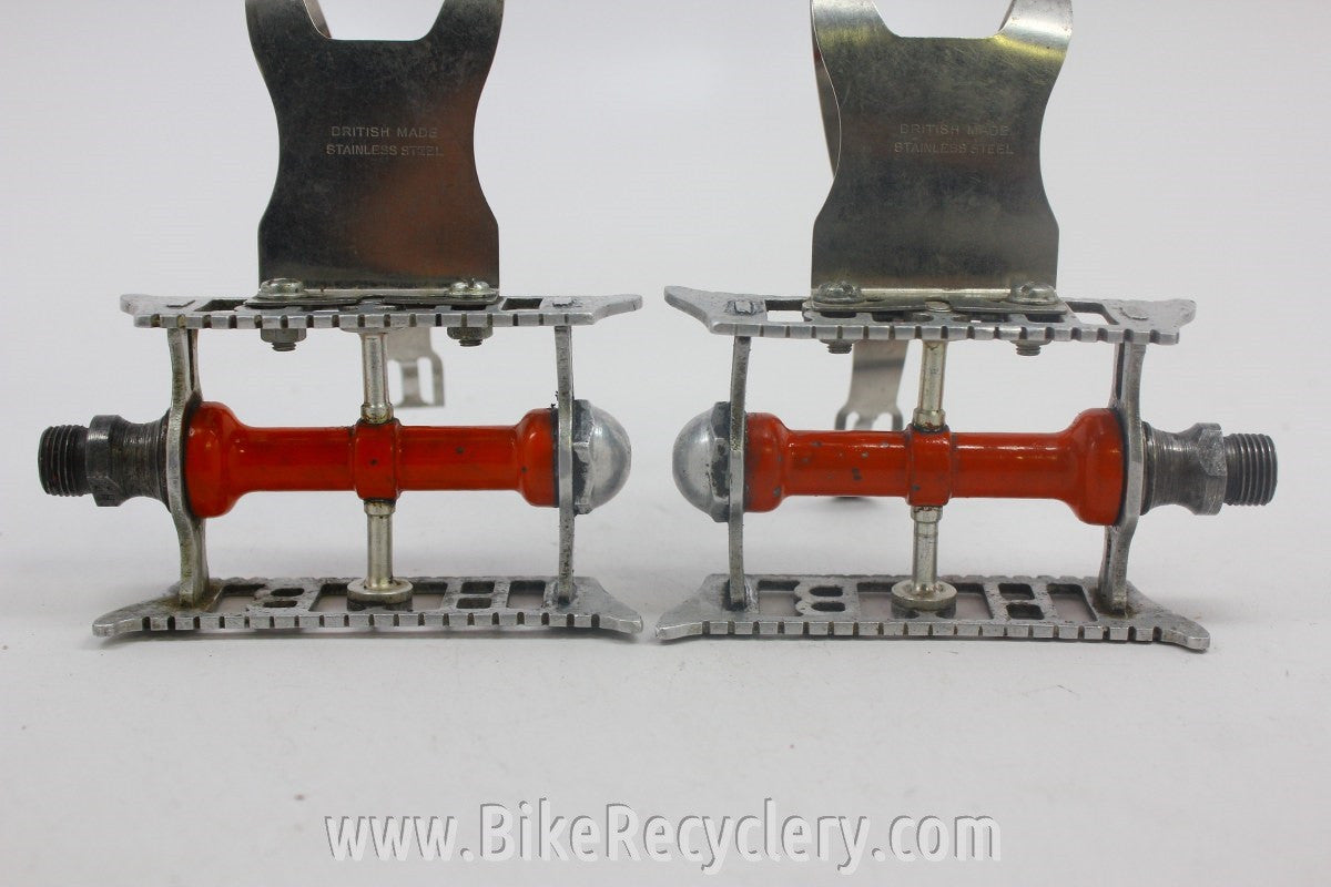 Hobbs of Barbican Lytaloy Pedals & GB Professional Toe Clips: 1940's English, RARE