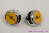 NOS Campagnolo Toe Strap Buttons / Caps - Yellow (pair)
