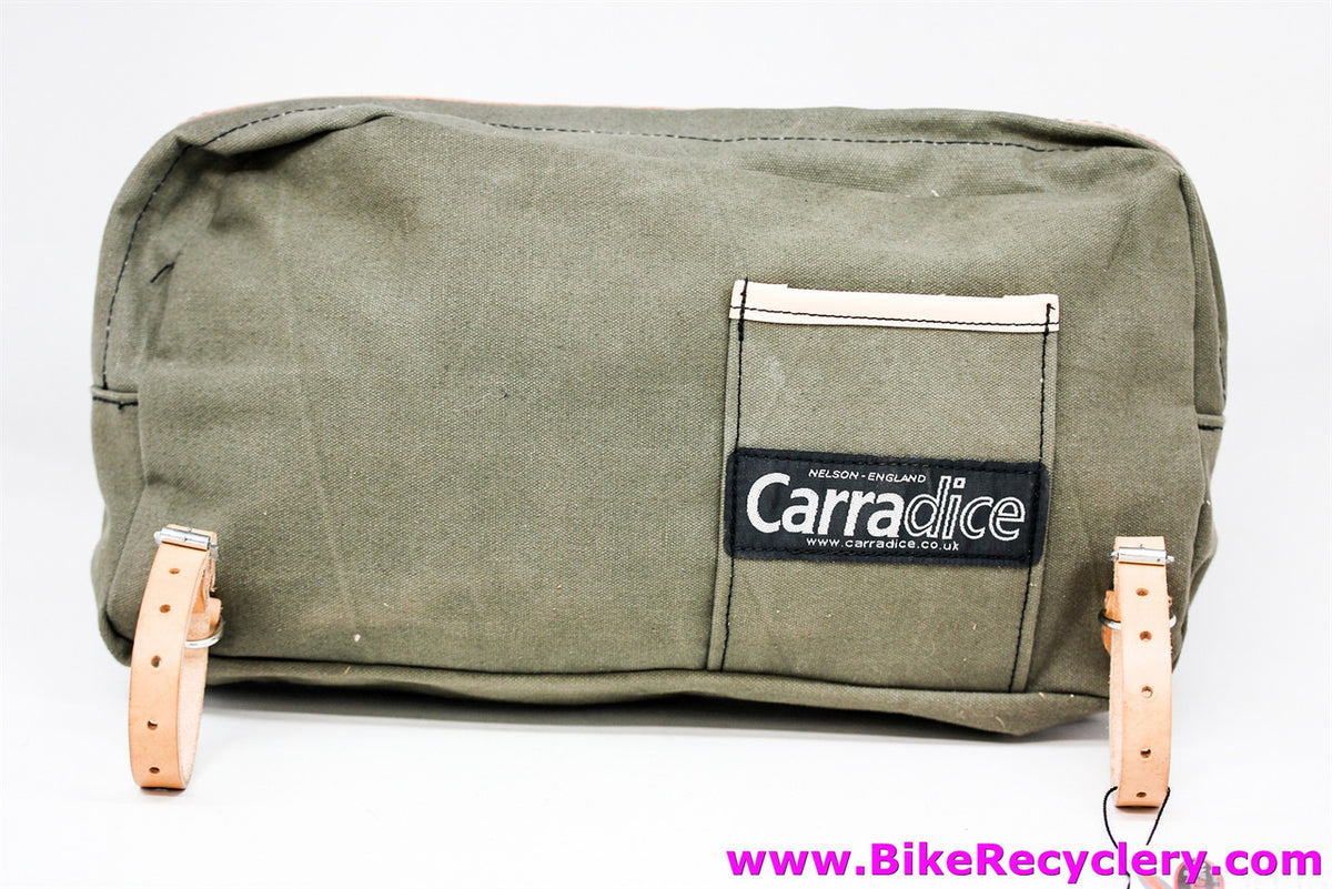 Rivendell / Carradice Large Handlebar Bag: Waxed Canvas - For Decaleur - 16" x 10"- Two Rear Pockets - Top Zipper  (NEW)