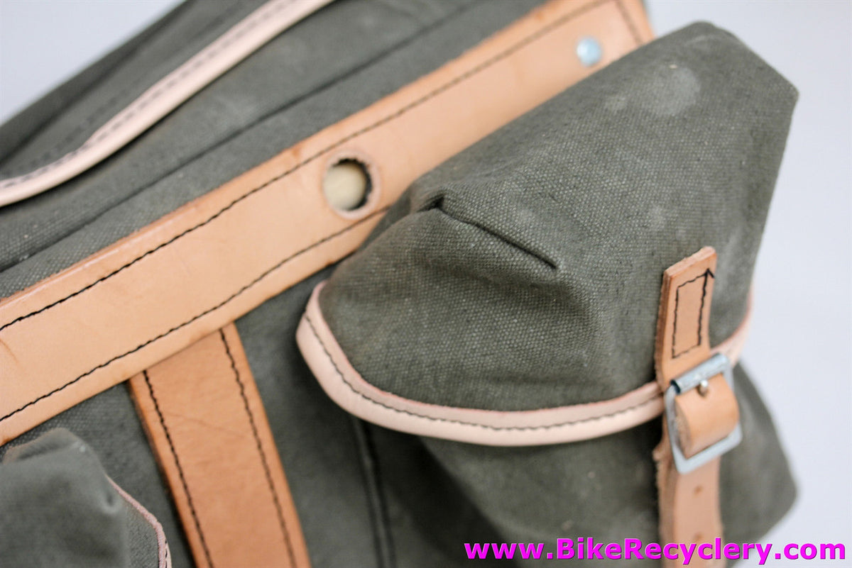 Rivendell / Carradice Large Handlebar Bag: Waxed Canvas - For Decaleur - 16" x 10"- Two Rear Pockets - Top Zipper  (NEW)