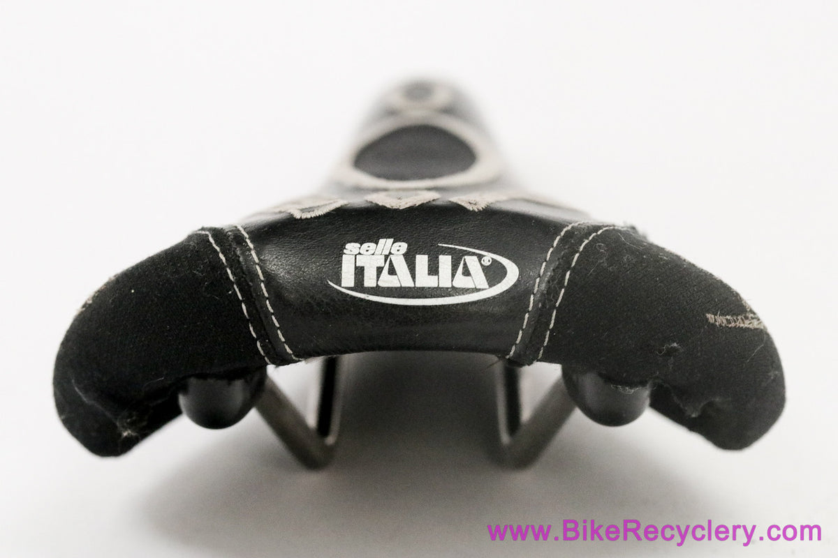 Selle Italia Flite Titanium Genuine Gel:  Black Leather + Kevlar - 1998