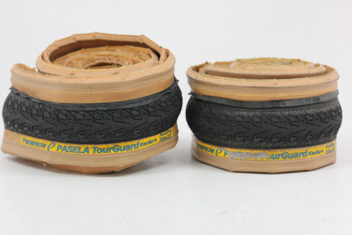 Panaracer Pasela Tourguard 700 x 23c Tires: Tan Skinwall - Kevlar Folding (1 NEW, 1 Take-Off)
