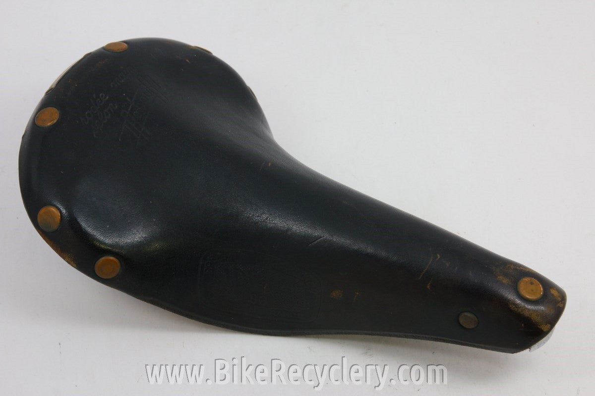 Ideale REBOUR TB-90 Leather Saddle: Black, EXC & RARE