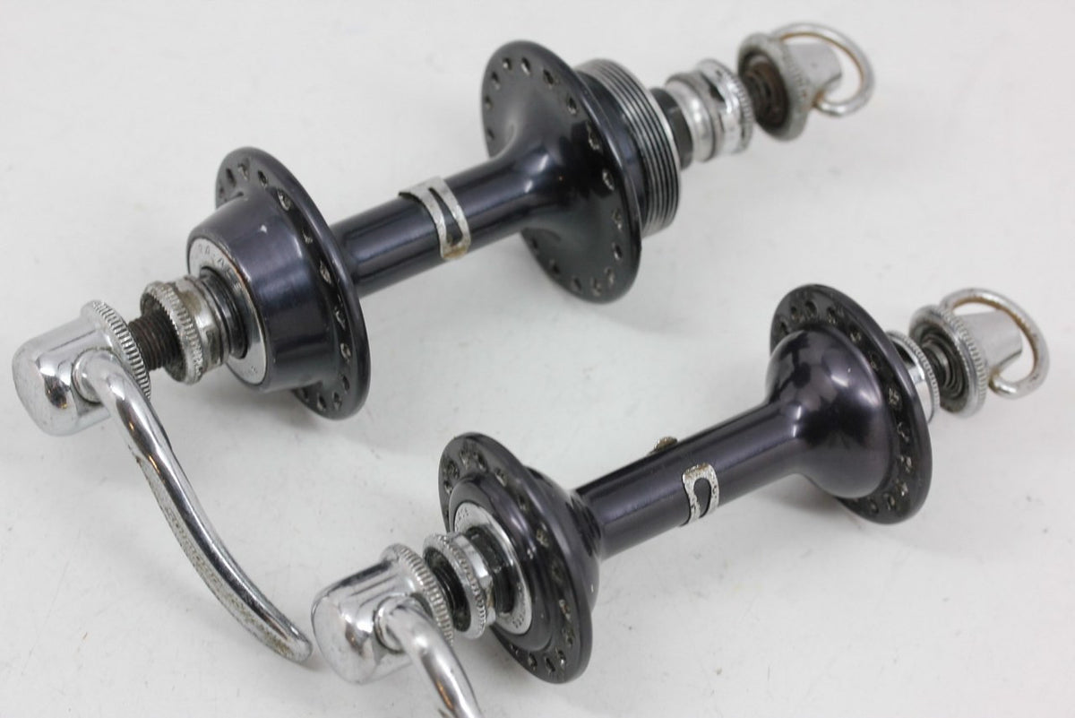 Shimano Dura Ace HS-731 / HS-831 Hubset: 36H x 120mm - Low Flange - 1st Gen Black 1970's  - QR Skewers (Near Mint)