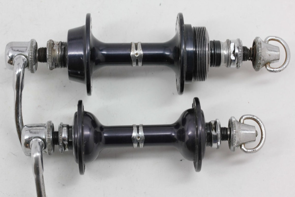 Shimano Dura Ace HS-731 / HS-831 Hubset: 36H x 120mm - Low Flange - 1st Gen Black 1970's  - QR Skewers (Near Mint)