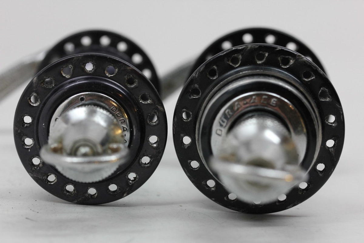 Shimano Dura Ace HS-731 / HS-831 Hubset: 36H x 120mm - Low Flange - 1st Gen Black 1970's  - QR Skewers (Near Mint)