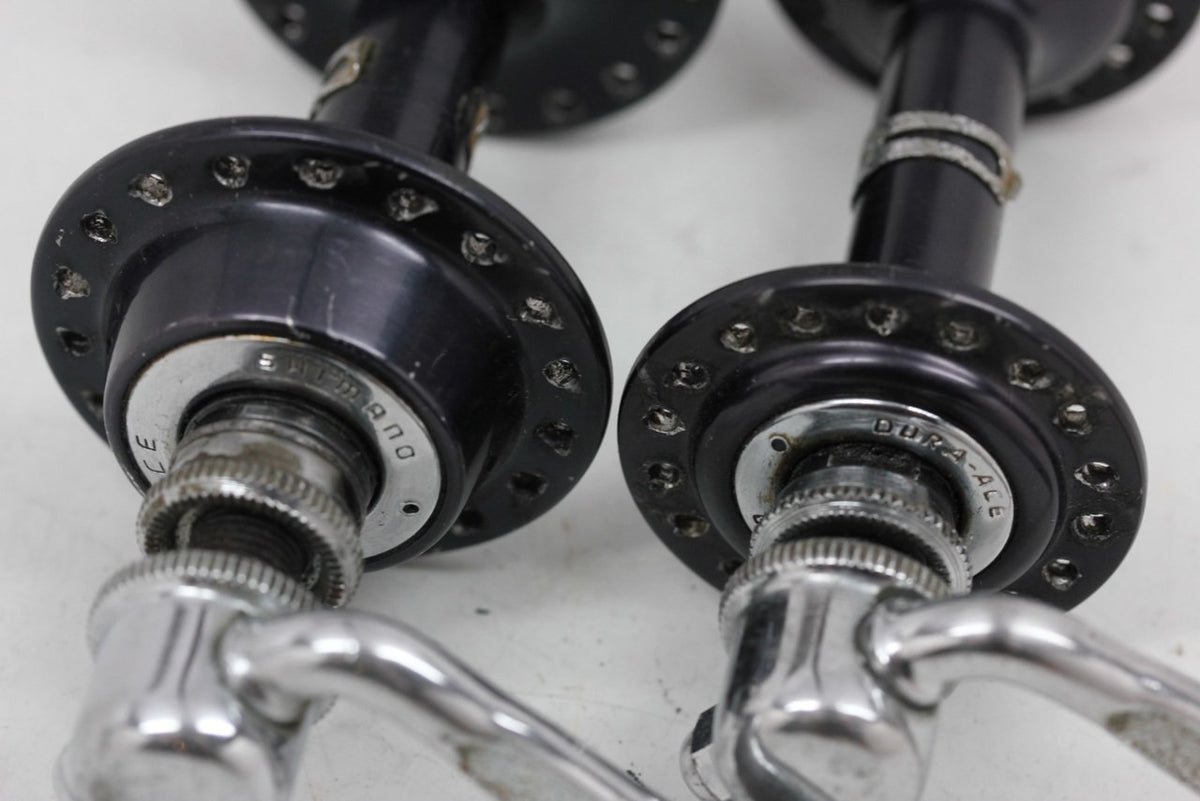 Shimano Dura Ace HS-731 / HS-831 Hubset: 36H x 120mm - Low Flange - 1st Gen Black 1970's  - QR Skewers (Near Mint)
