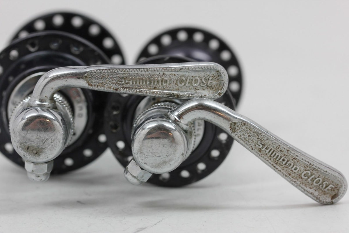 Shimano Dura Ace HS-731 / HS-831 Hubset: 36H x 120mm - Low Flange - 1st Gen Black 1970's  - QR Skewers (Near Mint)