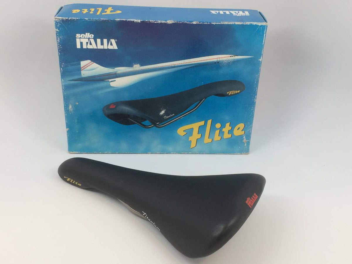 NIB/NOS 1991 Selle Italia Flite Ti Saddle: 2nd Year Model! 1st Gen, Black Leather RARE