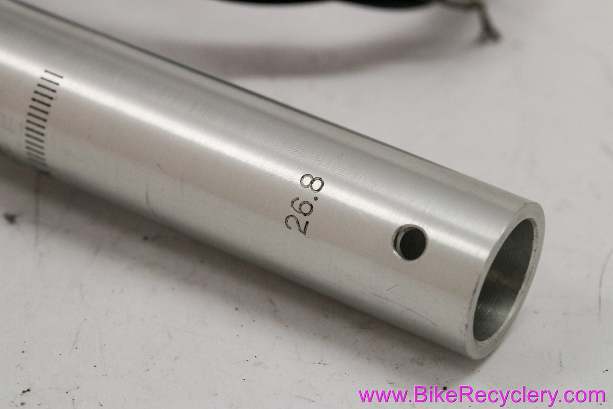 Power Post Dropper Seatpost: Vintage 1990's - 26.8mm - Silver - Original Remote - 3 Position (Near Mint+ LOW Miles)