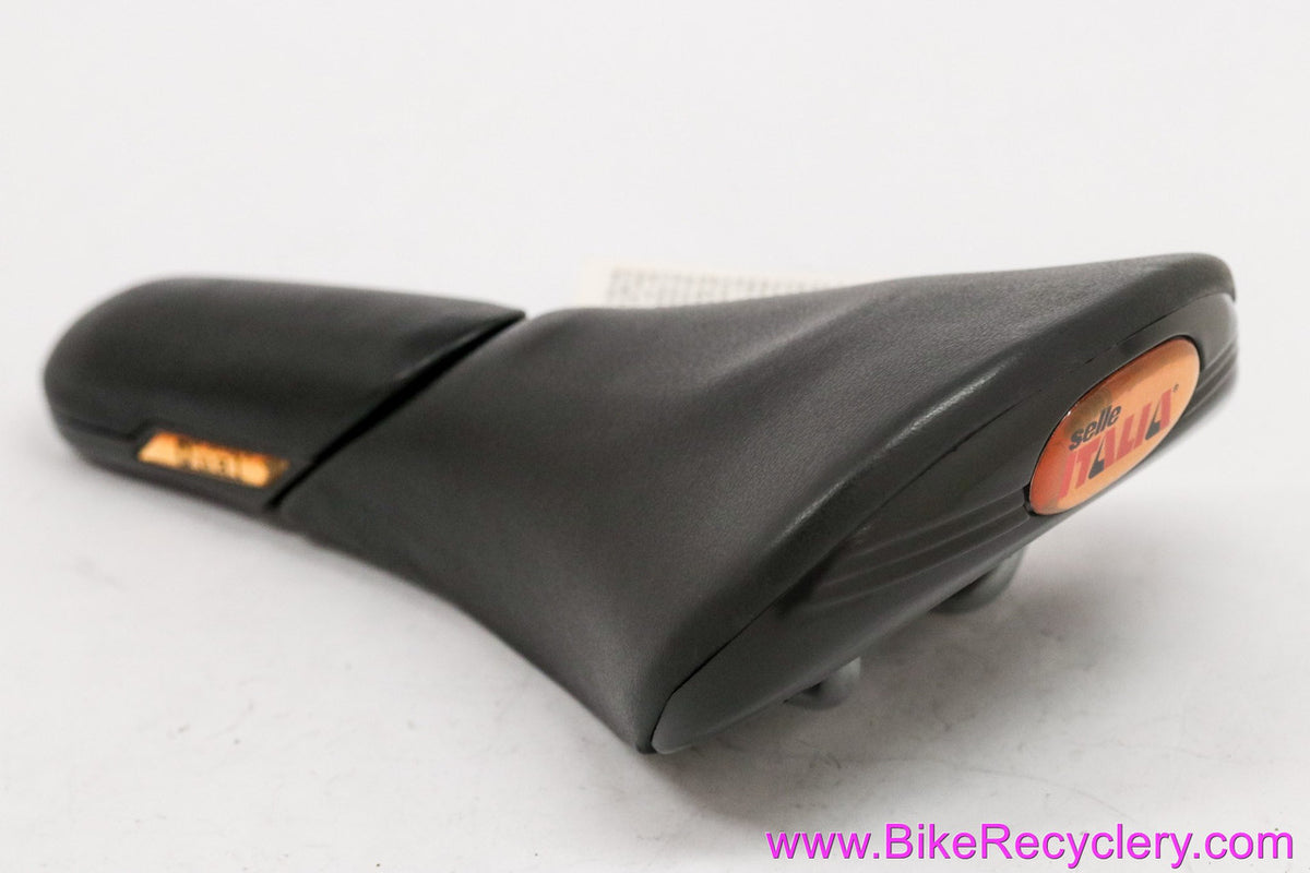 NOS Selle Italia Dual Saddle: Wild Suspension Nose! Vintage Early 1990's - Black Leather