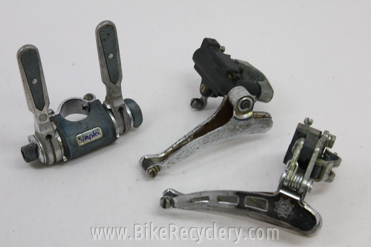Simplex Mini Group: Clamp on Downtube Shifters, Front Derailleur, Push Rod Front Derailleur