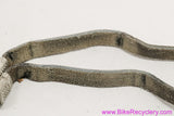 Campagnolo C-Record Toe Straps: Laminated Leather - SS Inox: White/Grey Leather - Script Logo (Pair, EXC Supple)