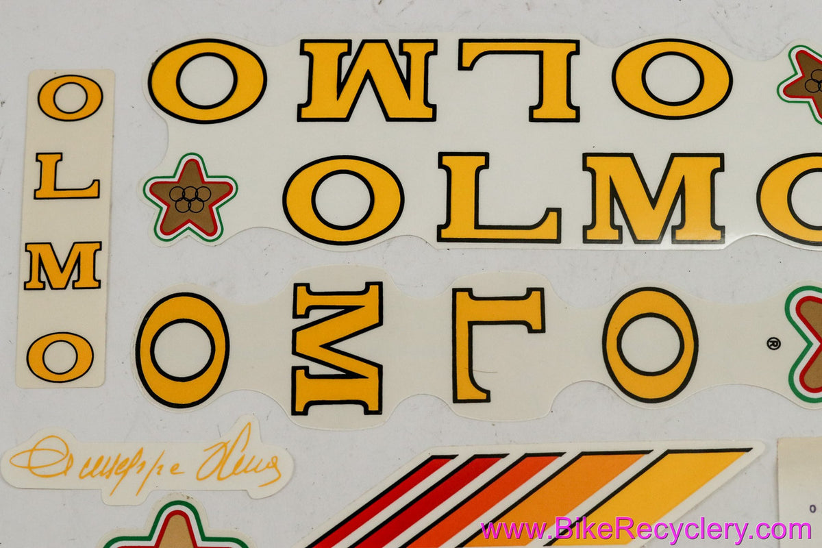 NOS OLMO Decal Set: Original 1980's - 6pc - Yellow / Red