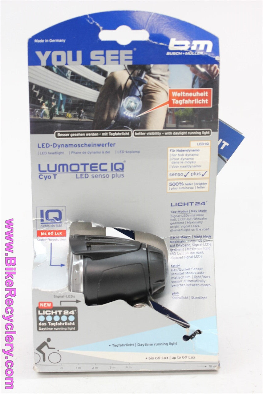 Busch + Müller Lumotec IQ Cyo T Senso Plus Dynamo Headlight: Black - 60 LUX (NEW)