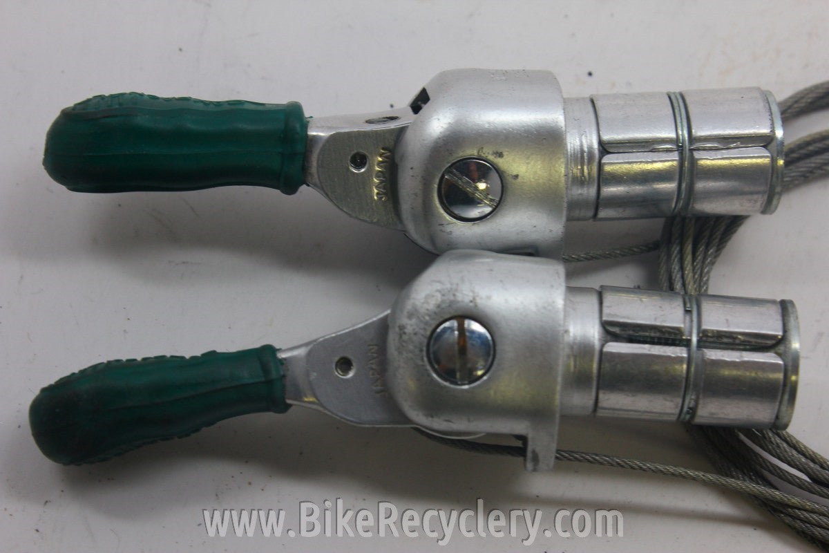 Suntour BarCon Bar End Shifters: GREEN CAMPAGNOLO COVERS 5/6/7 speed Retro Friction