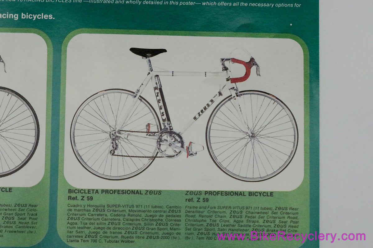 Premium Zeus Ref. Z 79 Poster / Bikes Catalog: 24x17" - Rare (Near Mint+)