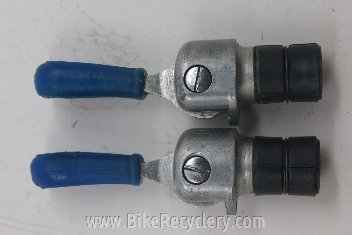 Campagnolo Record Bar End Shifters: Blue Covers, Mint