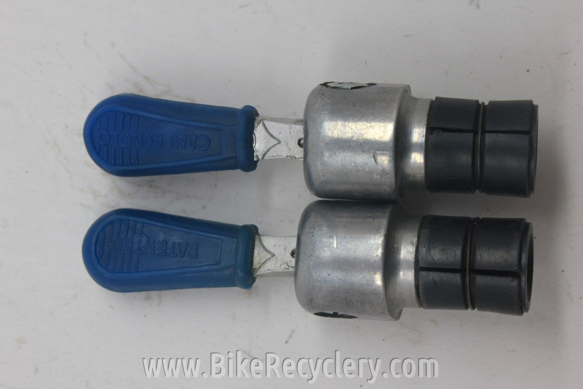Campagnolo Record Bar End Shifters: Blue Covers, Mint