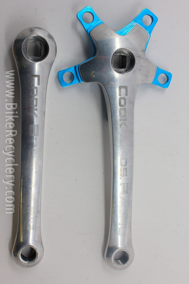Cook Brothers E-Type Crankset: Polished w/ Blue Spider, 176mm, 94/58 BCD
