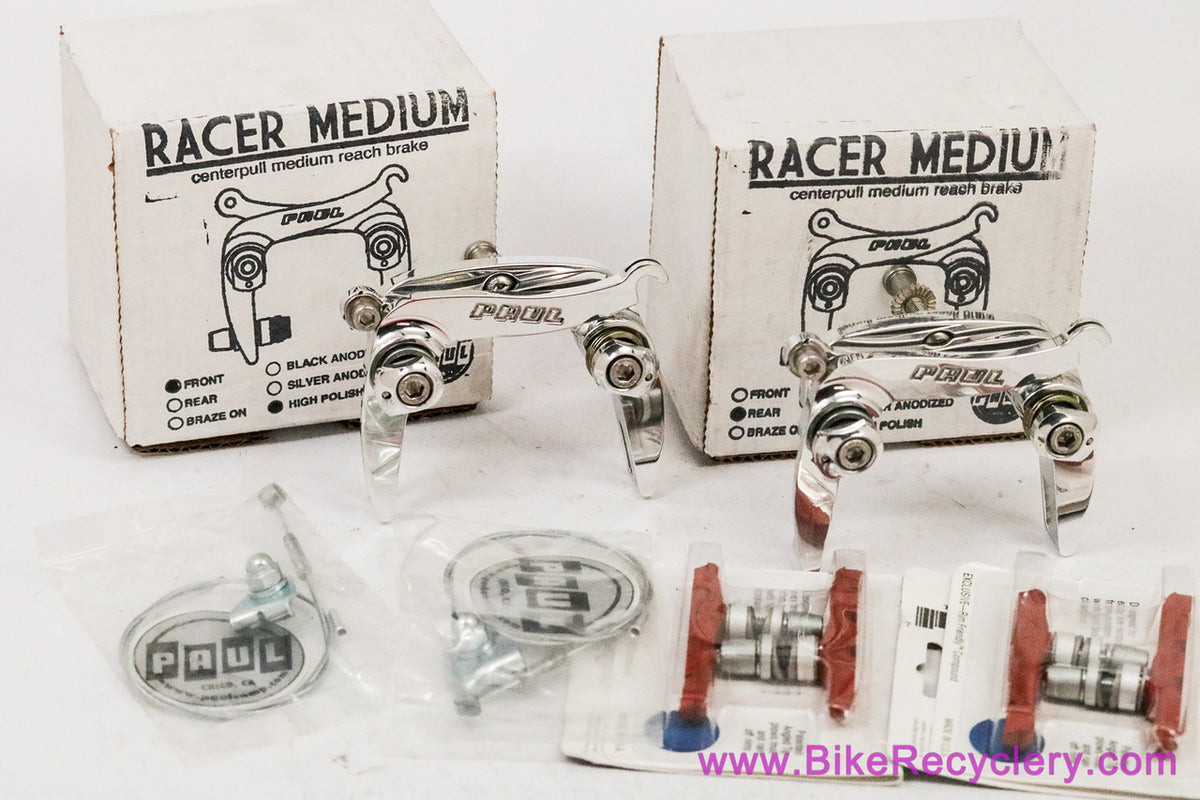 Paul Racer Medium Centerpull Brakeset: Polished - 47mm-57mm (NEW, Pair)