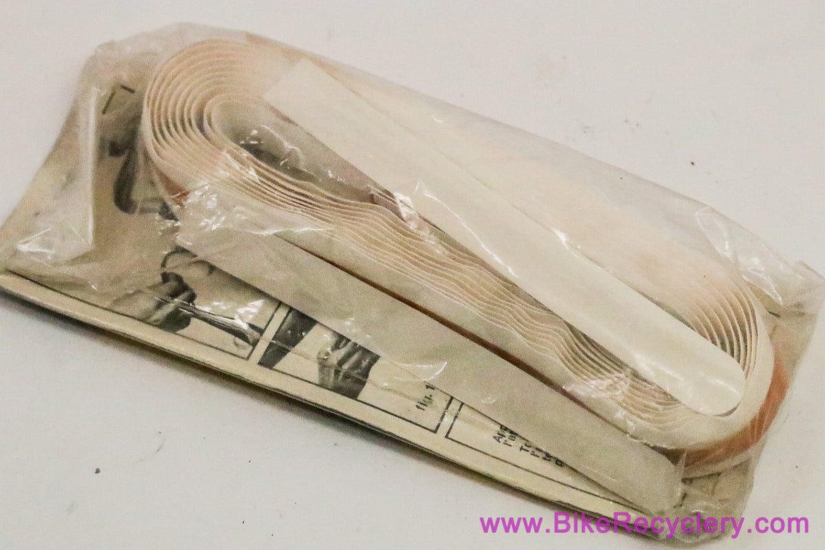 NOS/NIB Ambrosio Bike Ribbon Professional Bar Tape: Perforated Faux Leather - Ivory White - 1970's 1980's