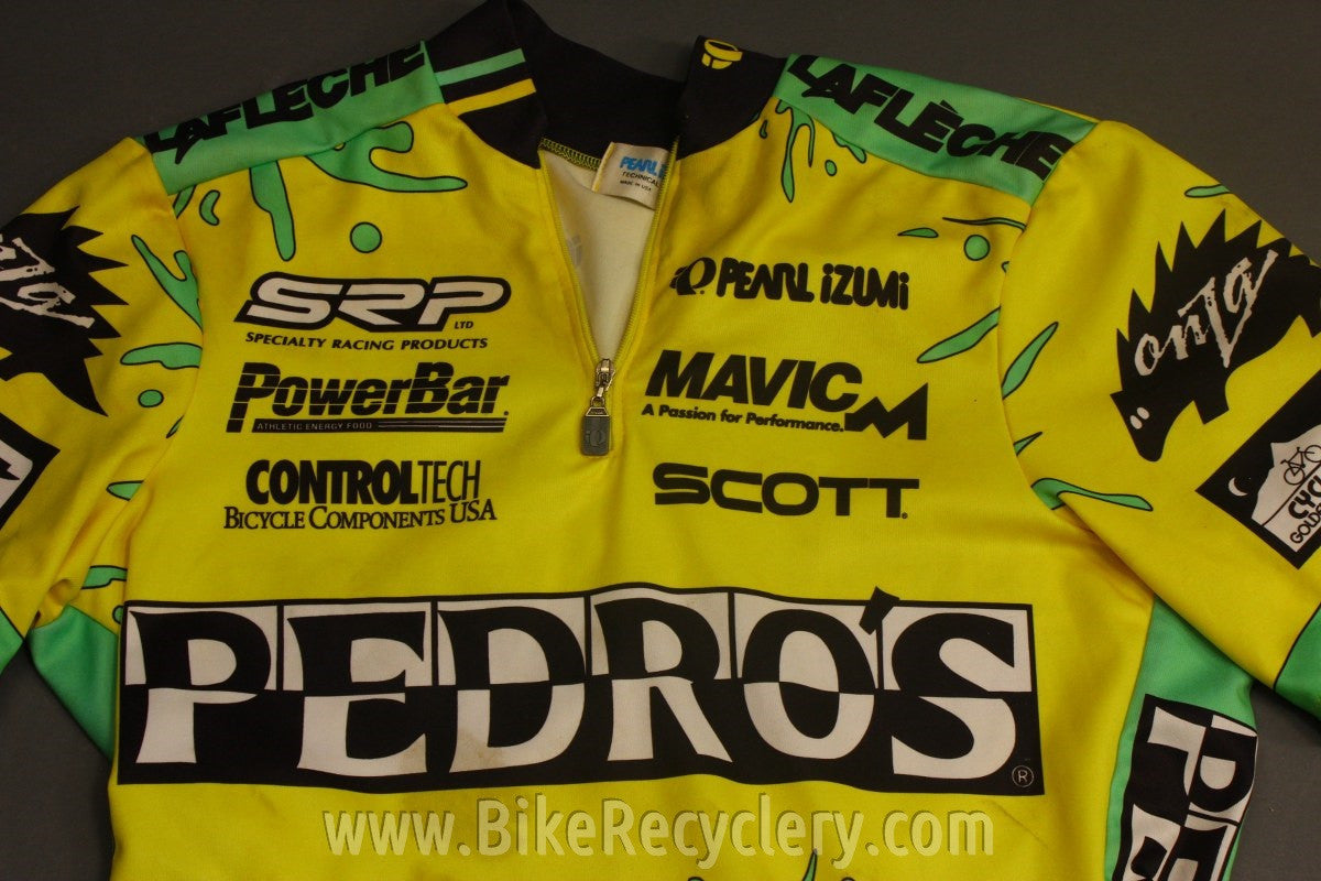Pedros Cycling Jersey: 1990's SMALL Mountain Bike Yellow / Sea foam Green