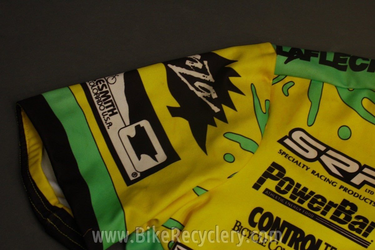 Pedros Cycling Jersey: 1990's SMALL Mountain Bike Yellow / Sea foam Green