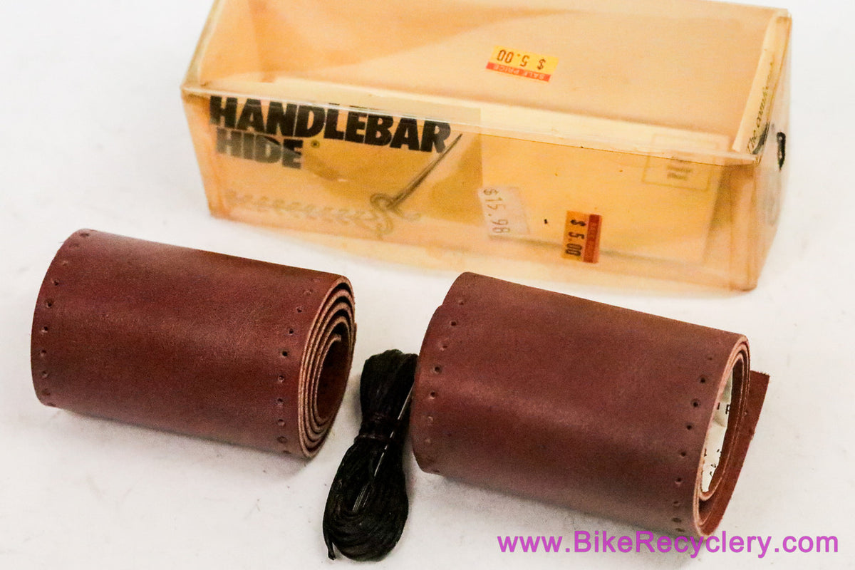 NIB/NOS Rhode Gear Handlebar Hide Leather Bar Wrap Tape: Dark Brown - Sew On - 1980's/1990's Vintage
