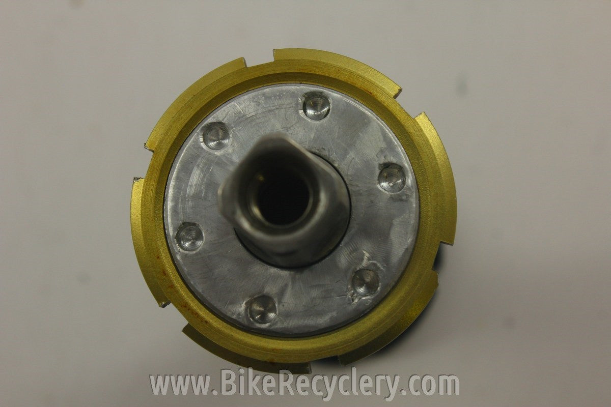 1990's Titanium Square Taper Bottom Bracket: Black/Gold, 111mm x 68mm 135g