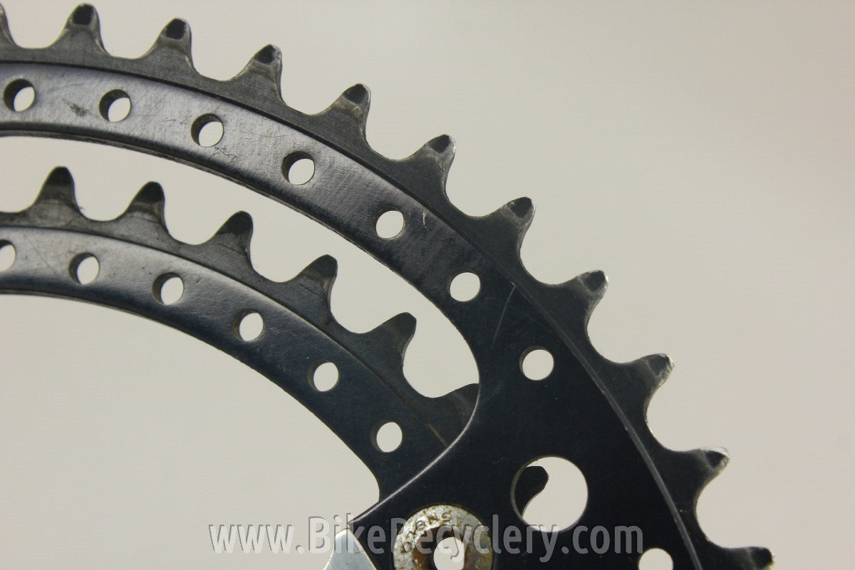 1973 Campagnolo Nuovo/Super Record Crank Arms: Black Drilled Chainrings, Black Flutes 170mm 144mm 52/42