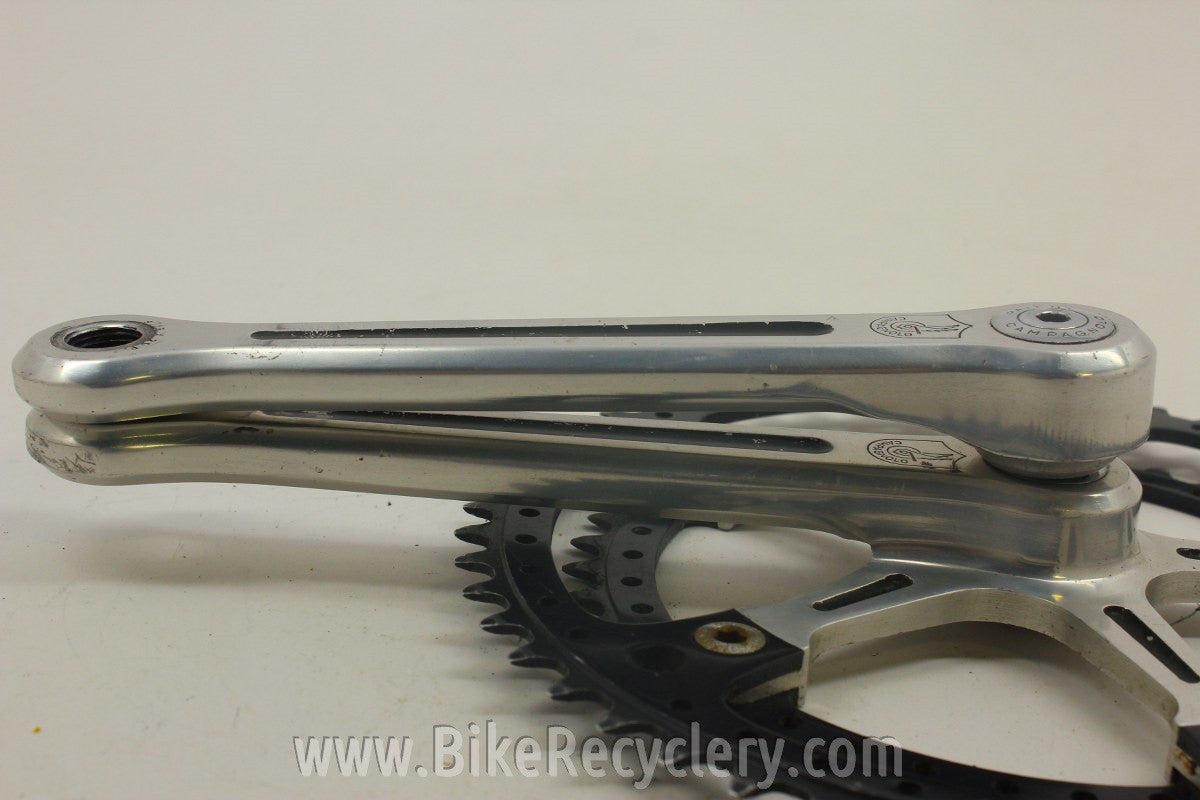 1973 Campagnolo Nuovo/Super Record Crank Arms: Black Drilled Chainrings, Black Flutes 170mm 144mm 52/42