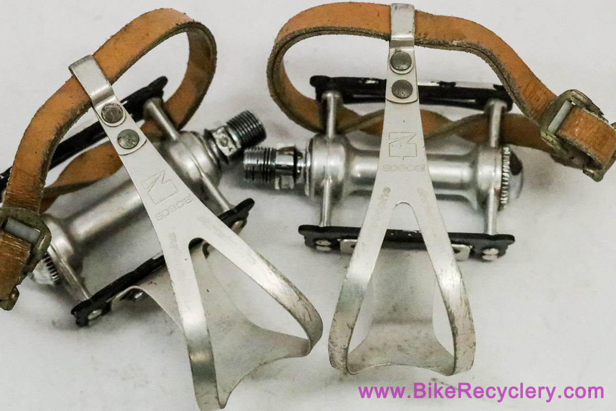 Campagnolo Record Superleggeri #1038/A Pista Pedals: L Clips Bierreci Straps